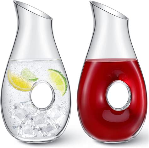 Amazon.com | 2 Pcs 48 oz Wine Decanter Carafe, Pierced Decanter, Clear ...
