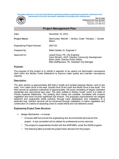 Complete Project Management Plan Example PDF 的图像结果