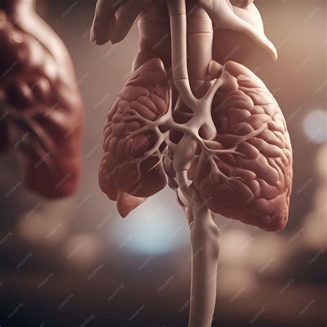 인간의 신장 해부학 3D 렌더링 의료 일러스트레이션 빈티지 톤 이미지 | 프리미엄 AI 생성 이미지