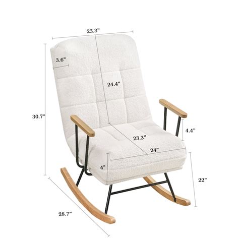 Vecelo Teddy Rocking Chair Nursery Soft Accent Chair with Adjustable ...