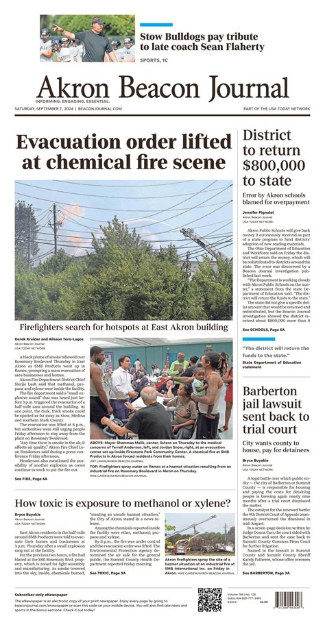 Akron Beacon Journal Front Page