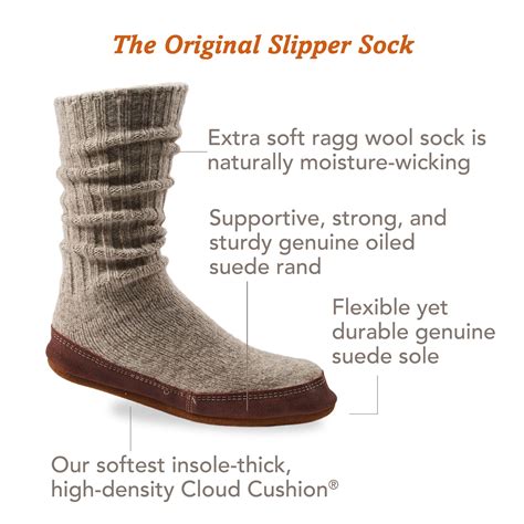 Acorn Mens and Womens Original Slipper Socks - Cloud Cushion, Ragg Wool ...