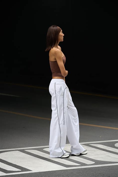 White Sporty Deconstructed Loose Pants