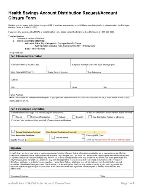 Fillable Online Hsa Distribution Request and Account Closure Fax Email ...