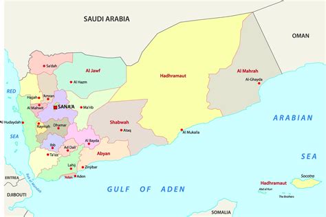 Yemen Border Countries Highly Detailed Yemen Map With Flag, Capital