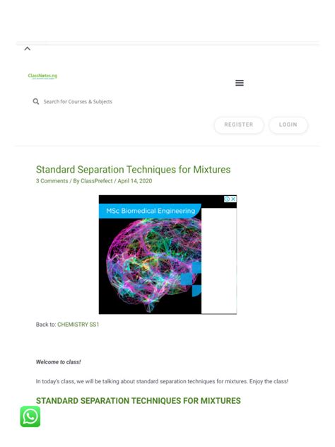 Image result for Methods of Separation Reference
