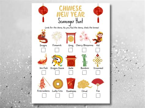 Chinese New Year Scavenger Hunt, Lunar New Year Game, Year of the ...