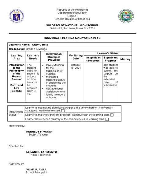 Example of Individual Learning Monitoring Plan 的图像结果