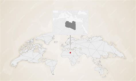Premium Vector | Map of libya with neighbor countries pinned on world map
