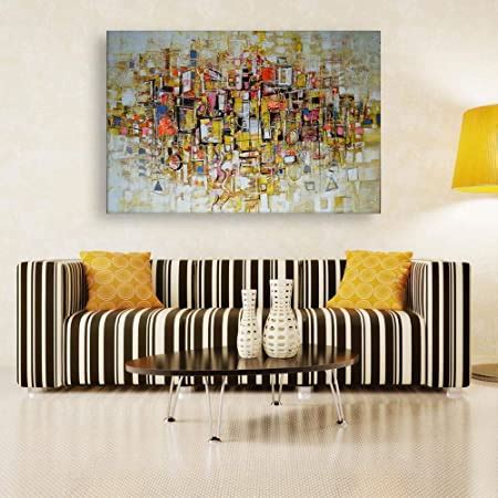 Inephos Wood Abstract Wall Painting, Multicolour, 85cm X 55cm : Amazon ...