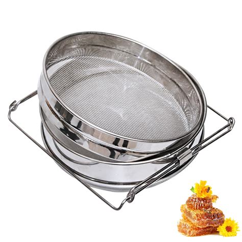 Buy Honey Strainer Double Sieve, Stainless Steel Bee Mesh Strainer for ...