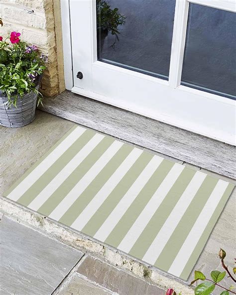 Amazon.com: DecorLovee Sage Green Striped Door Mat Indoor/Outdoor ...
