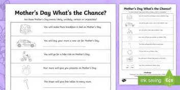 Year 2 Mother\'s Day What\'s the Chance? Worksheet / Worksheet