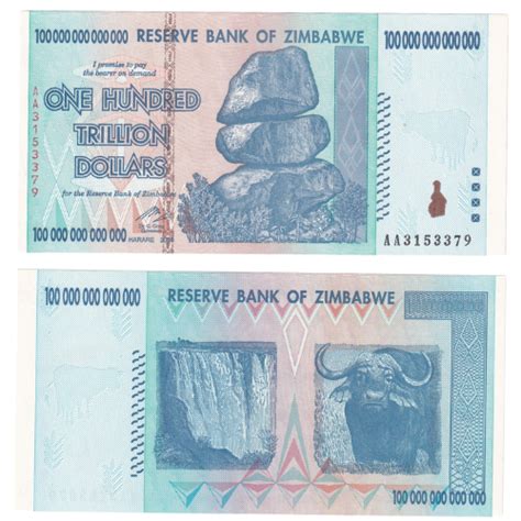ZIMBABWE 100 TRILLION DOLLARS Banknote Rare Old Notes Banknotes ...