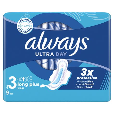 Always Ultra Sanitary Towels Long Plus (Size 3) With Wings 9 Pads - One ...