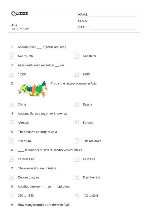 50+ countries in asia worksheets for 7th Class on Quizizz | Free ...
