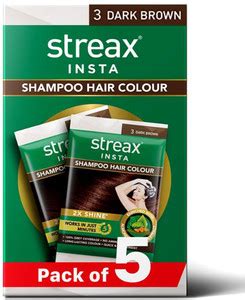 Streax Insta Shampoo Hair Colour for Women and Men , Dark Brown - Price ...
