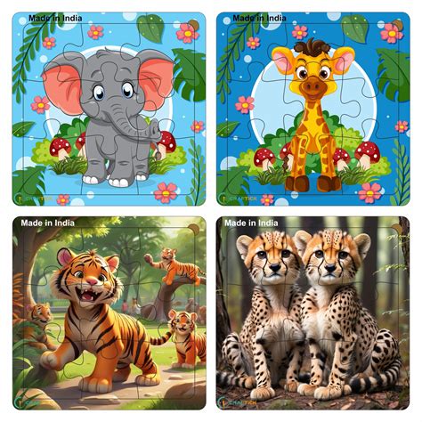 CRAFTICK Wooden Animal Puzzles Toy Gift for 2-6 Years Old Boys Girls ...