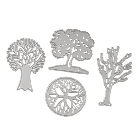 Spograde 4 Pieces/Set Tree Design Metal Cutting Dies Stencil ...