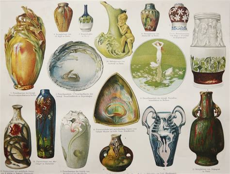 Buy 1900 Antique Lithograph of MODERN STYLE GLASS and Ceramic Online in ...