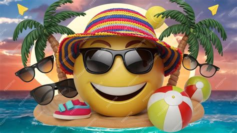 3d emoji with sunglasses summer vacation concept | Premium AI-generated image
