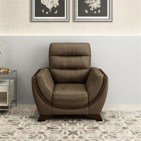 Buy Davos Single Seater Premium Leatherette Grey Sofa Online At Durian.