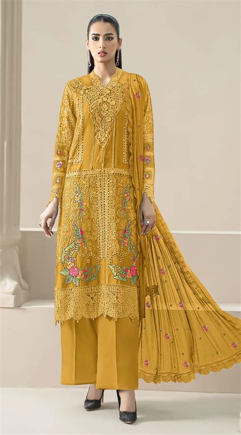 Shree Sr 2202 A To D Raga Chiffon With Khatli Work Pakistani Salwar Kameez
