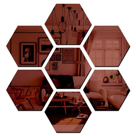 Buy Wall1ders 7 Hexagon mirror wall stickers, acrylic mirror wall decor ...