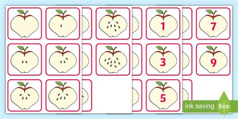 👉 Apple Counting Matching Card Activity 0-10 - Maths - EYFS