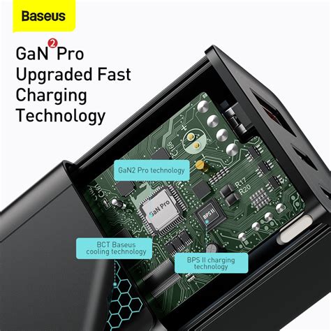 Baseus Gan2 Pro Dual Type-C + USB Quick Charger 65W [Eu Plug] + Type-C ...