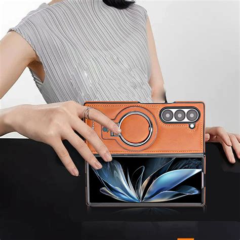 Galaxy Z Fold Series Luxury Ring Holder Leather Case – Wekome India