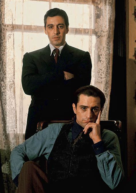 "The Godfather Part II" publicity still, 1974. L to R: Al Pacino, Robert De Niro. | Actors ... - owned by my ex's godfather actor