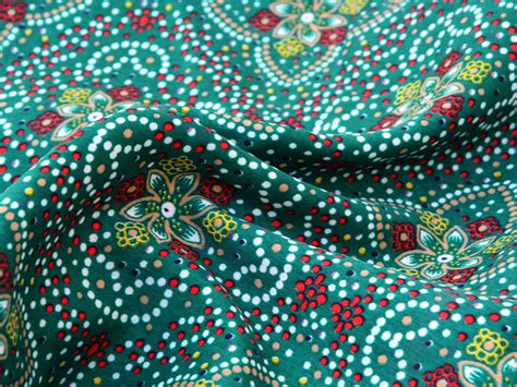 Precut Of 3 Meter Fun Green Bandhani Floral Digital Printed Premium Bu