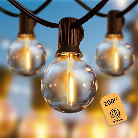 Ameema 100FT 50 LED Bulbs Outdoor String Lights S14 Shatterproof, 2700K ...