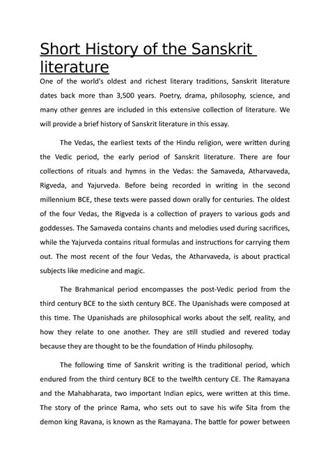 Short History of the Sanskrit literature - Short History of the ...
