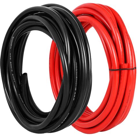 Shonsin 6 Gauge Silicone Wire 5ft Black & 5ft Red, Extremely Flexible 6 ...
