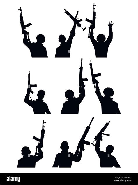 Vector illustration of a soldiers with guns silhouettes Stock Vector Image & Art - Alamy