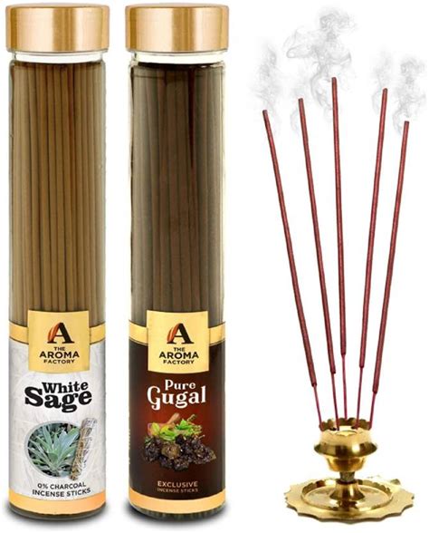 The Aroma Factory White Sage & Pure Gugal Agarbatti (Charcoal Free ...