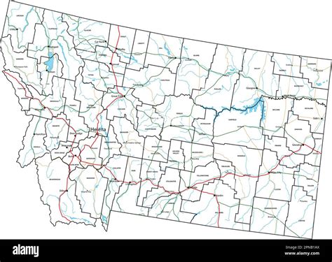 Montana road and highway map. Vector illustration Stock Vector Image ...