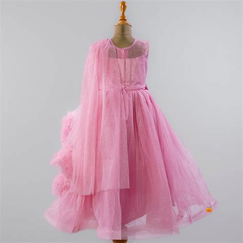 Buy Onion & Peach Girls Gown with One Side Frill – Mumkins