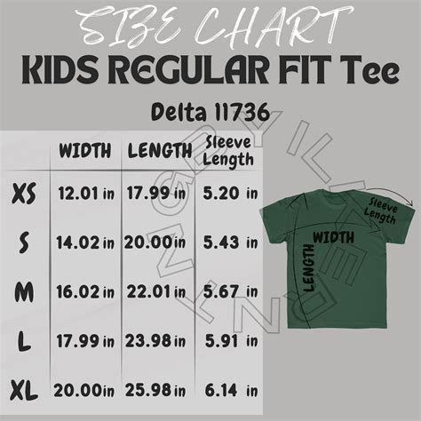 Buy Delta 11736 Size Chart I Size Chart for Kids Regular Fit Tee Kids ...