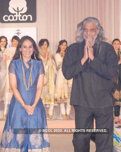 White beauty: Joey Mathews walks the ramp showcasing designers Meera ...