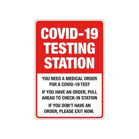 Lyle COVID-19 Testing Station Sign, 7" W x 10" H, English, Red, White ...