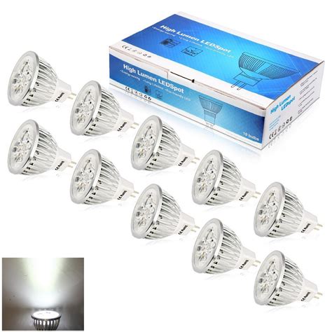 Buy Elinkume 10x Gu5.3 Mr16 Led Bulbs, Equal to 50w Halogen Bulb, 12v ...