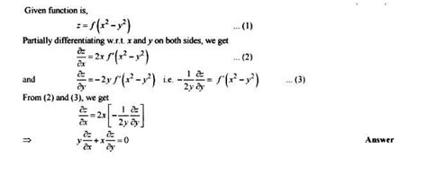 Eliminate arbitrary function f from z=xy + f(x^2 + y^2) - Brainly.in