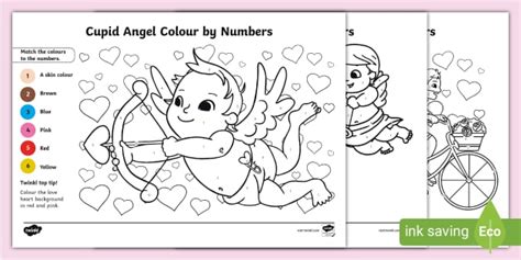 Cupid Angel Colour by Number Pages | Colour by Number Pages