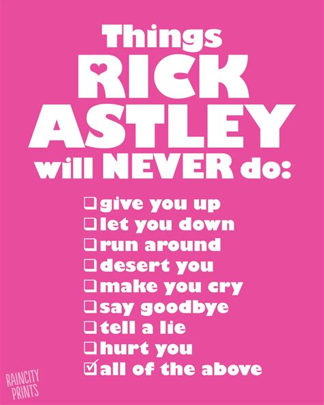 Rick Astley Never Gonna Give You up Poster. Typographic Art. Valentines ...