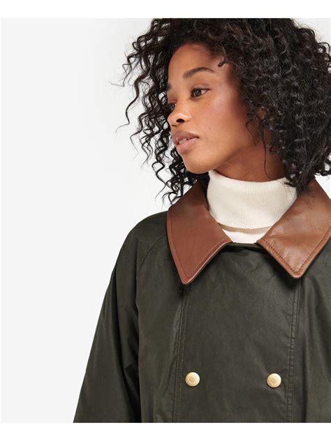 Barbour Bearden Long Line Double Breasted Wax Jacket - Green