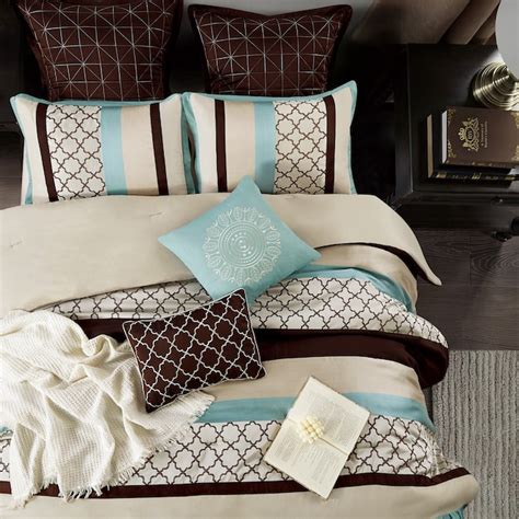 Nanshing 8-Piece Brwon Queen Comforter Set AVALON8-Q-AQUA at Lowes.com