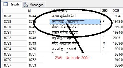 How to search Zero Width Joiner (ZWJ in SQL Server - unicode 200d ...